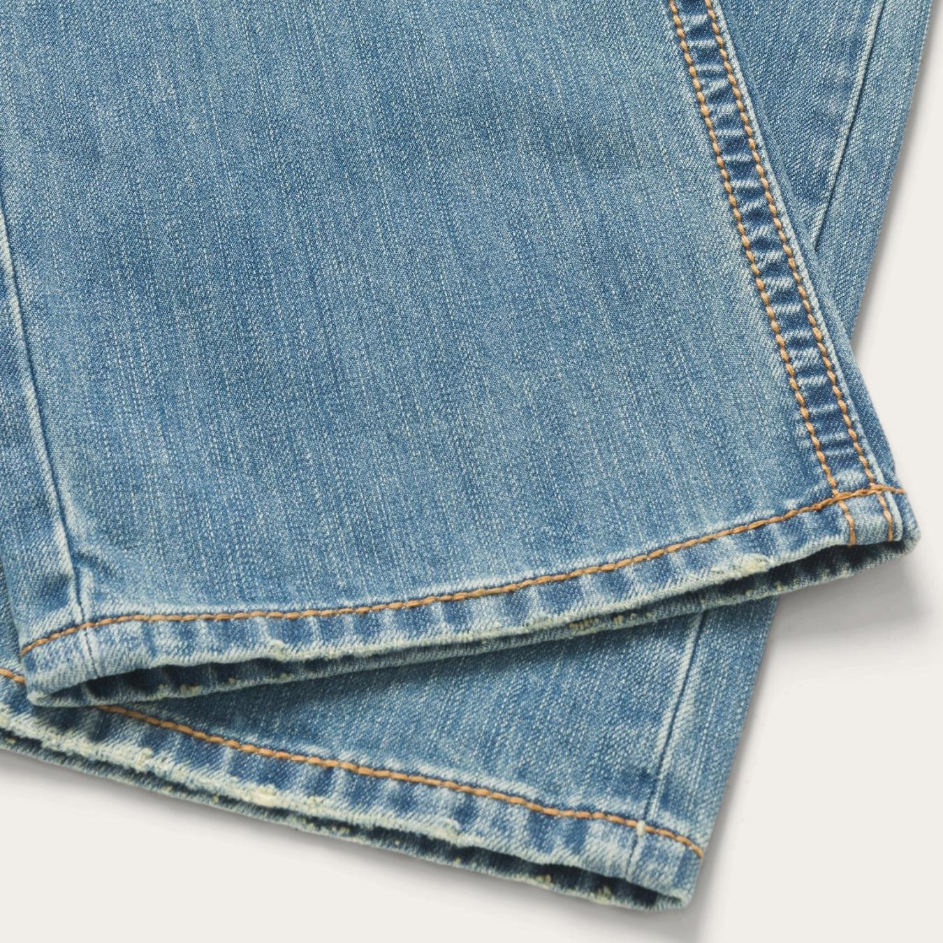 Men Modern Cut | Stetson 1520 Fit Light Wash Jeans With Tacking Blue