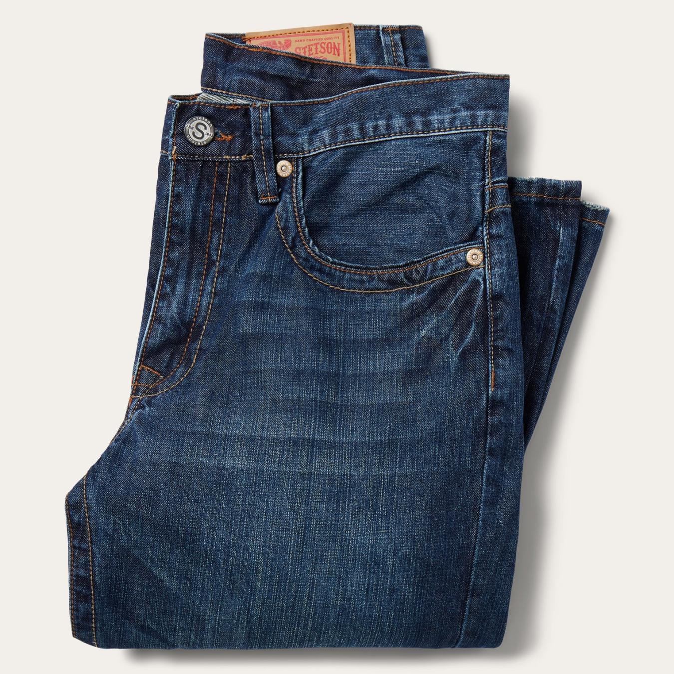 Men Modern Cut | Stetson 1520 Standard Straight Leg Jean Blue