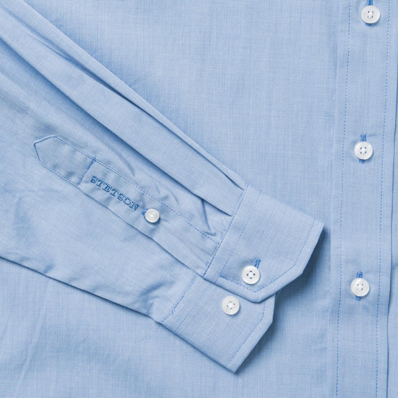 Men Modern Cut | Stetson Blue Solid One-Pocket Snap-Front Shirt Blue