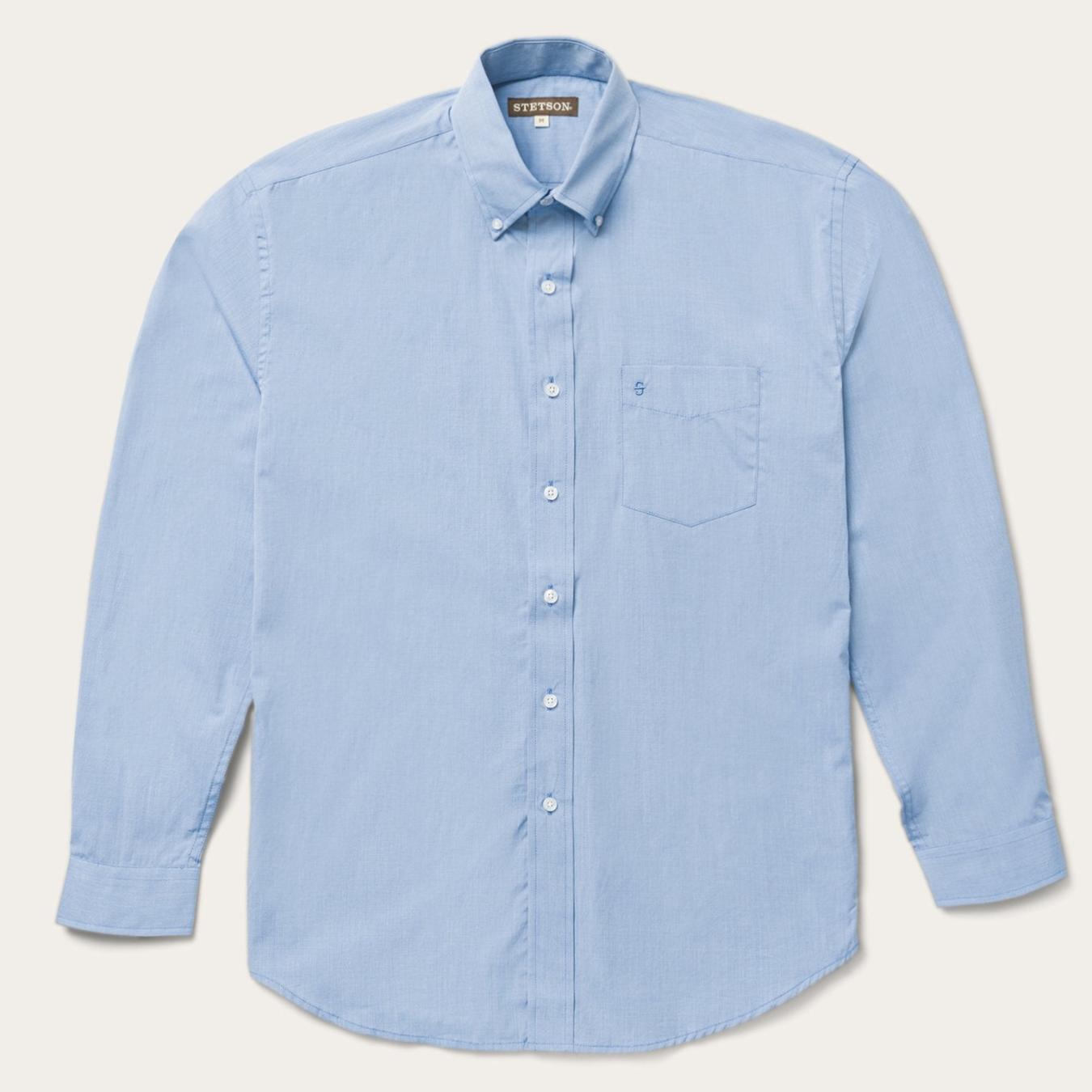 Men Modern Cut | Stetson Blue Solid One-Pocket Snap-Front Shirt Blue
