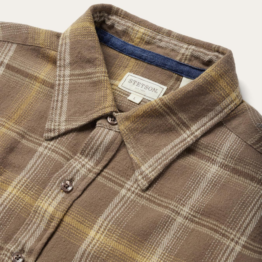 Men Modern Cut | Stetson Brown Flannel Button-Front Shirt Brown