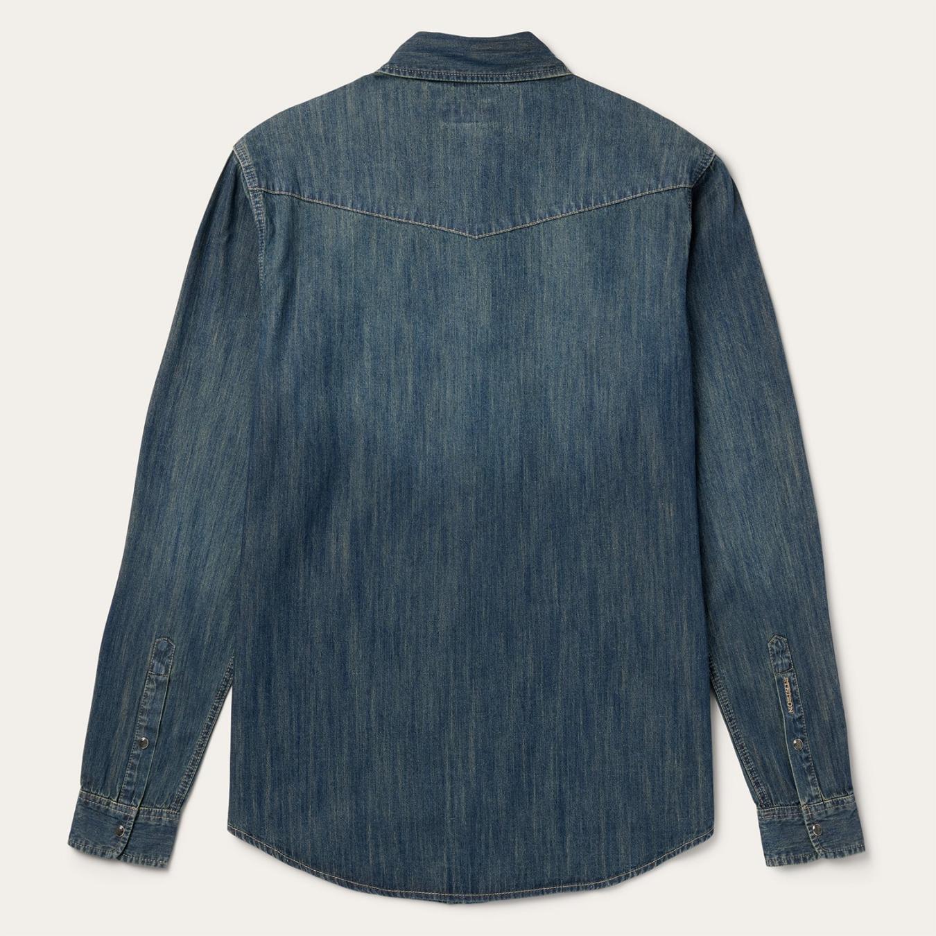 Men Modern Cut | Stetson Dark Denim Western Shirt Blue