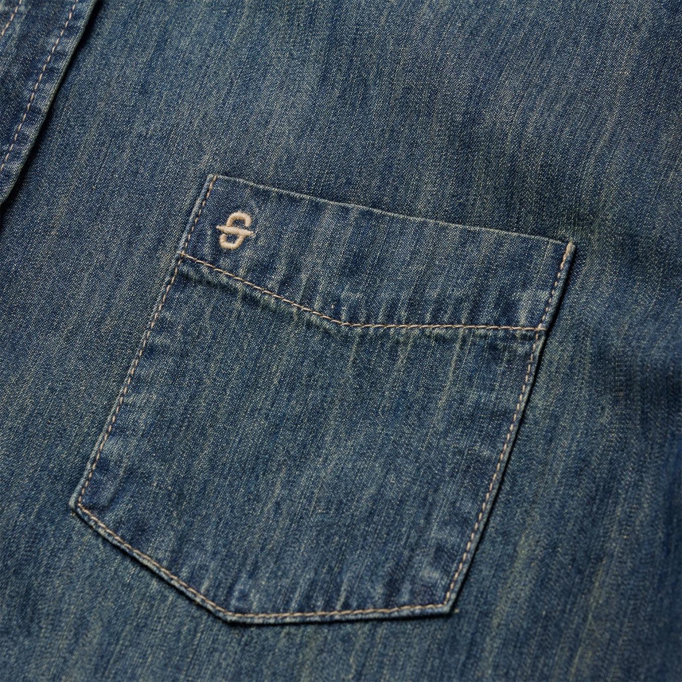 Men Modern Cut | Stetson Dark Denim Western Shirt Blue