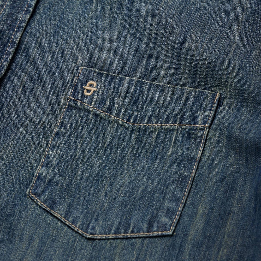 Men Modern Cut | Stetson Dark Denim Western Shirt Blue