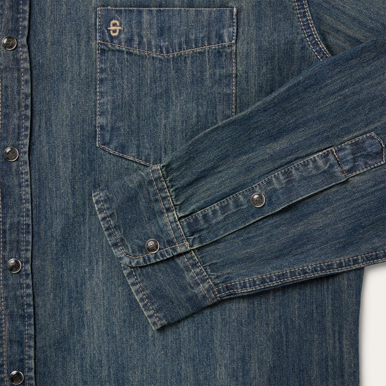 Men Modern Cut | Stetson Dark Denim Western Shirt Blue