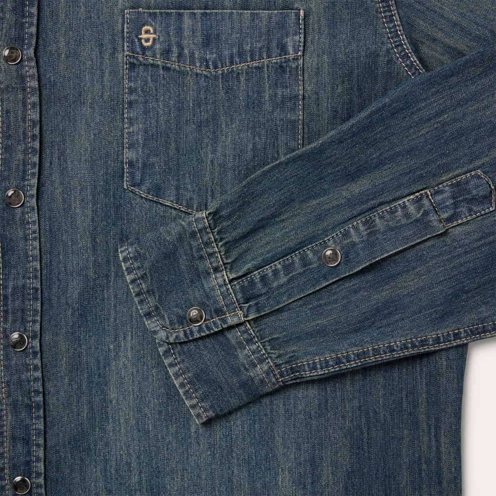 Men Modern Cut | Stetson Dark Denim Western Shirt Blue