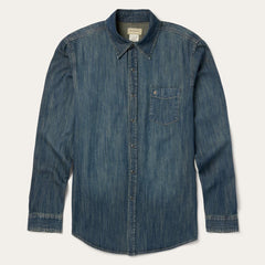 Men Modern Cut | Stetson Dark Denim Western Shirt Blue