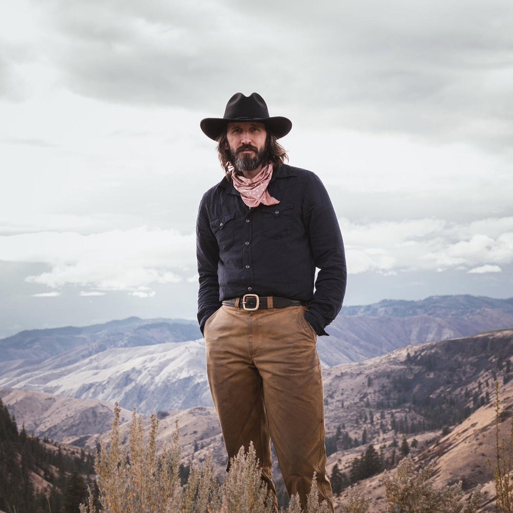 Men Modern Cut | Stetson Navy Twill Shirt Blue