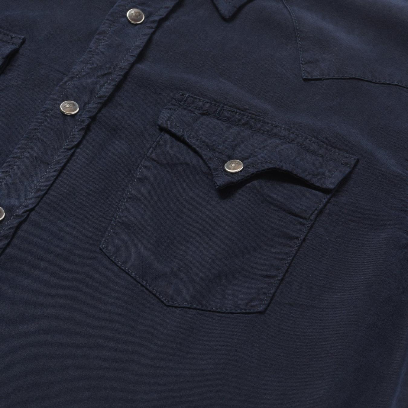 Men Modern Cut | Stetson Navy Twill Shirt Blue