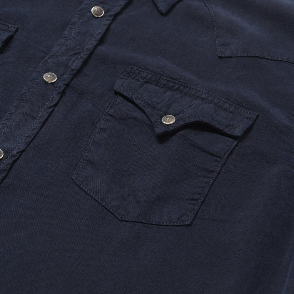 Men Modern Cut | Stetson Navy Twill Shirt Blue