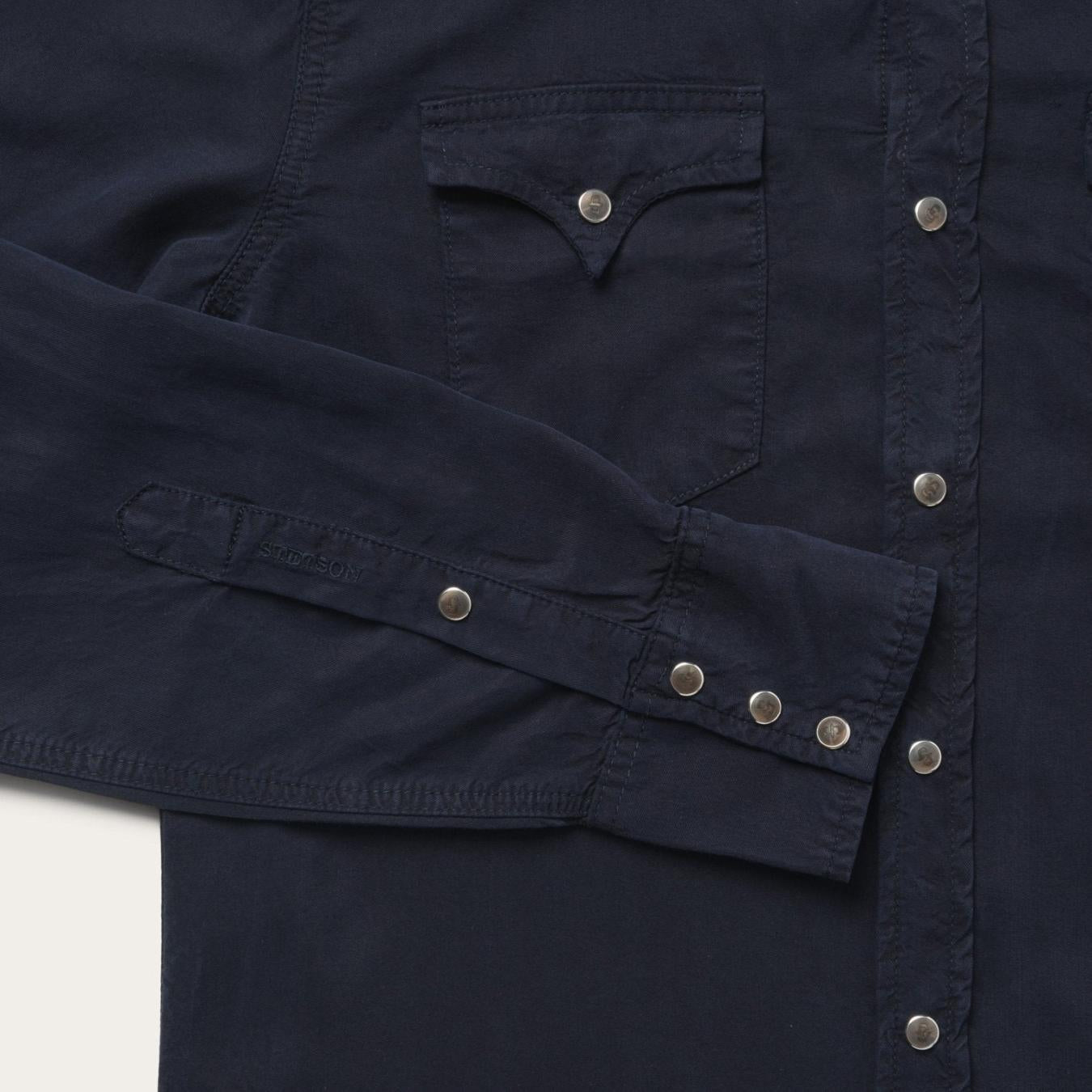 Men Modern Cut | Stetson Navy Twill Shirt Blue