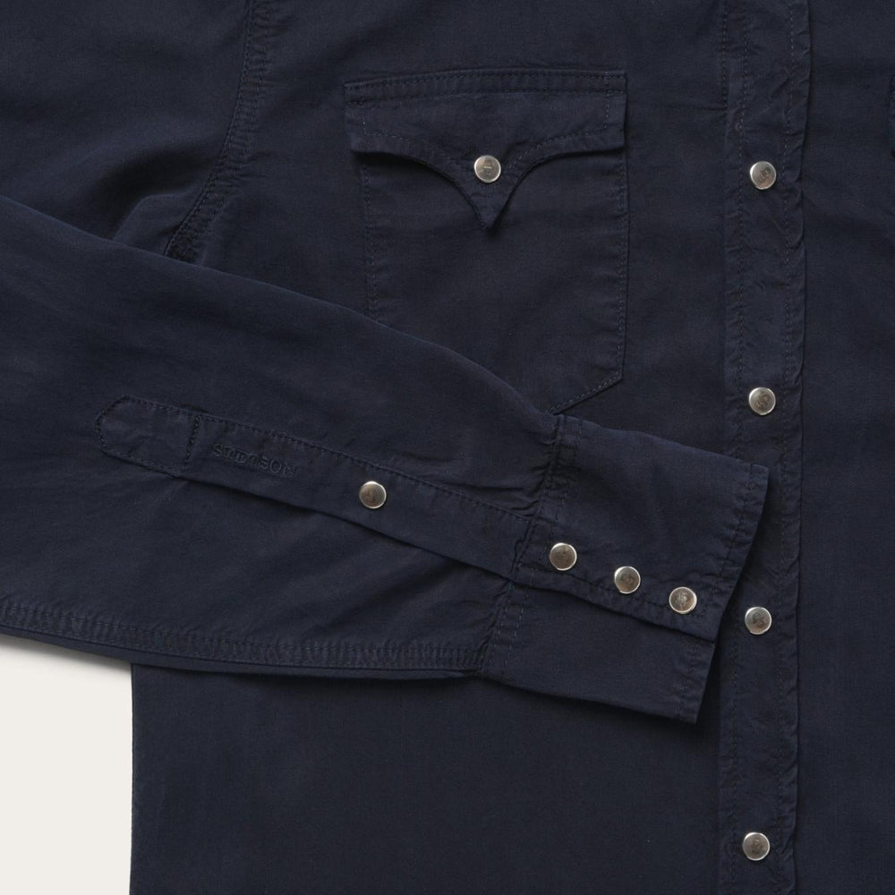 Men Modern Cut | Stetson Navy Twill Shirt Blue