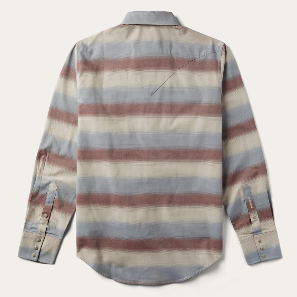 Men Modern Cut | Stetson Ombre Stripe Twill Shirt Wine