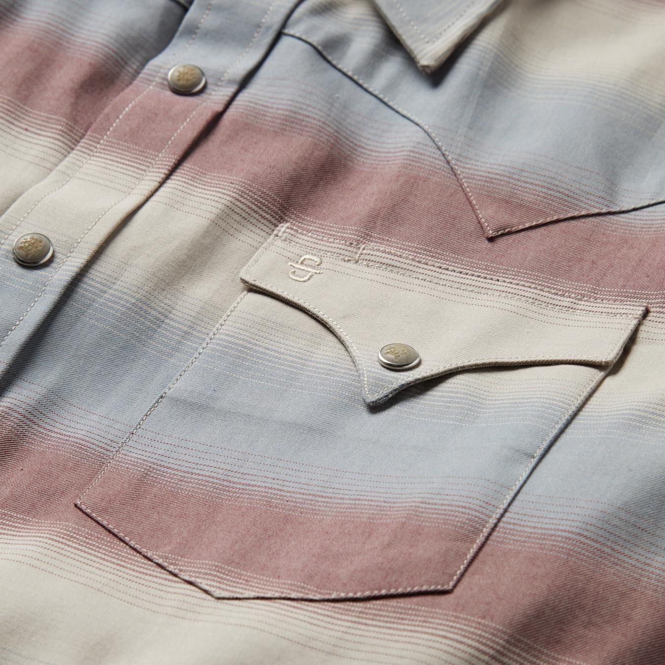 Men Modern Cut | Stetson Ombre Stripe Twill Shirt Wine