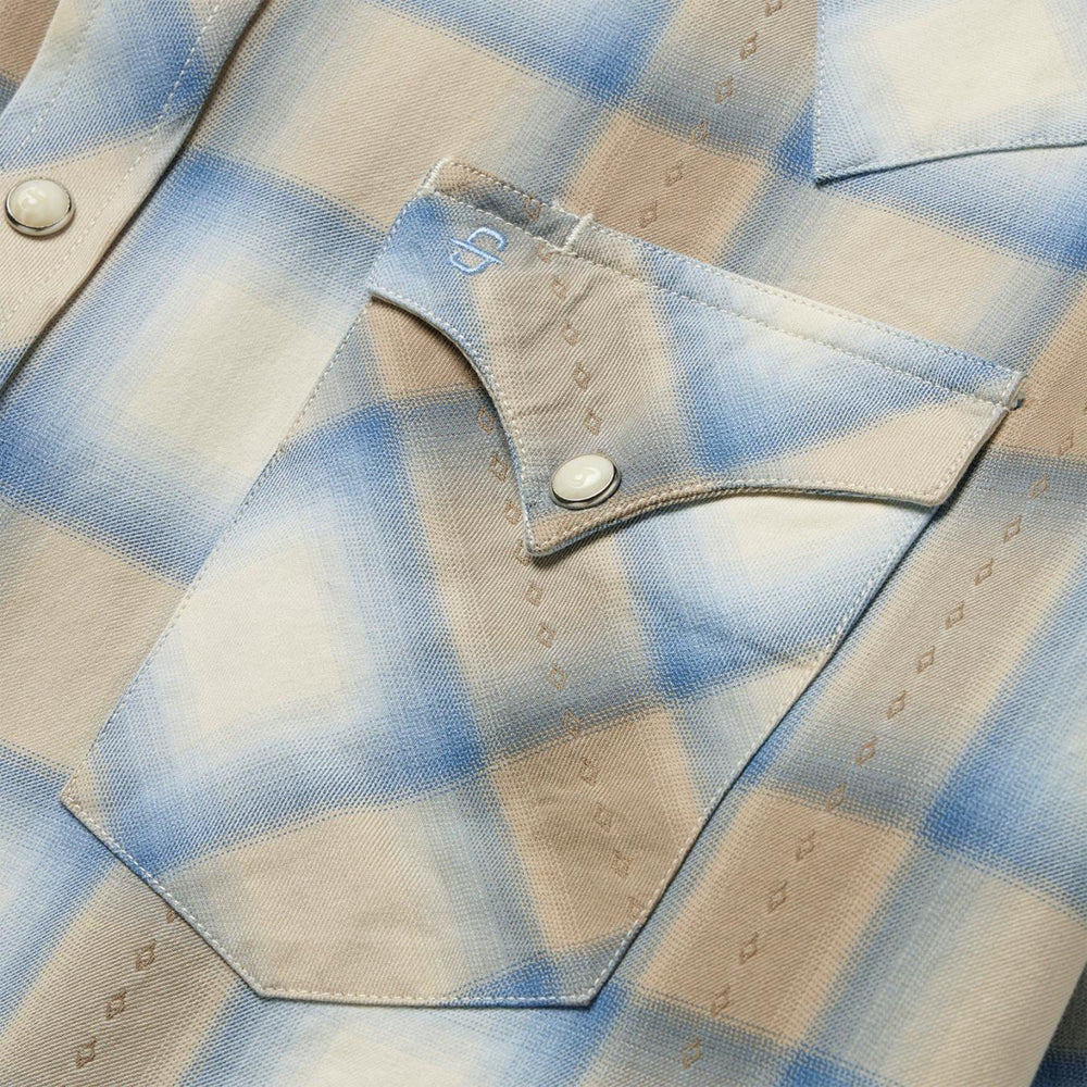 Men Modern Cut | Stetson Sand Plaid Dobby Western Shirt Brown