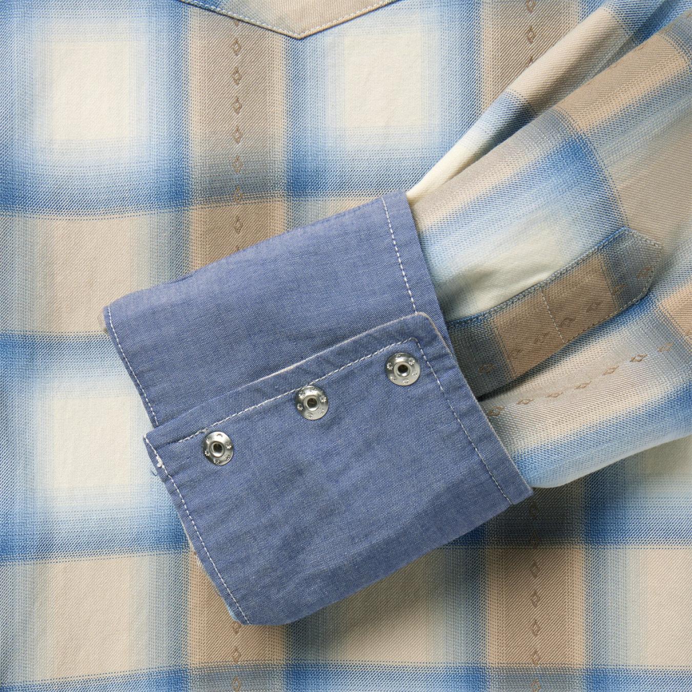 Men Modern Cut | Stetson Sand Plaid Dobby Western Shirt Brown