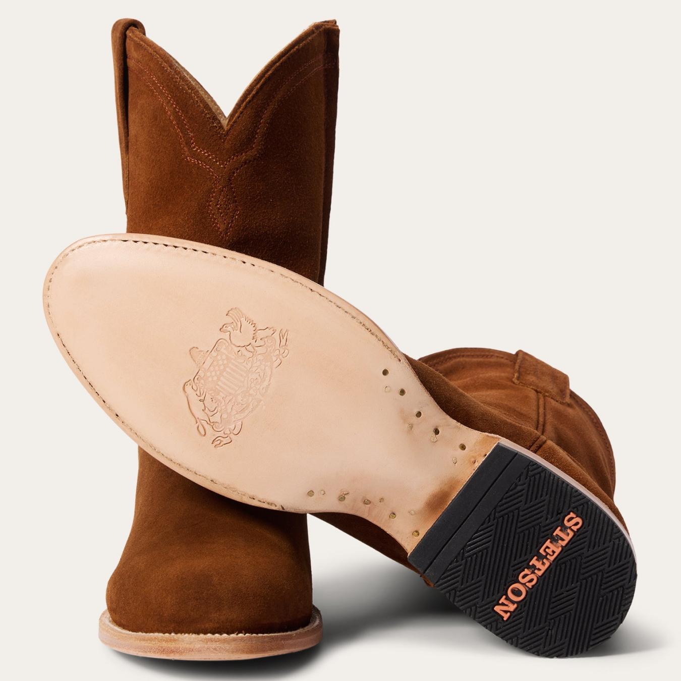 Men Ropers | Stetson Rancher Zip Roper Suede Brown
