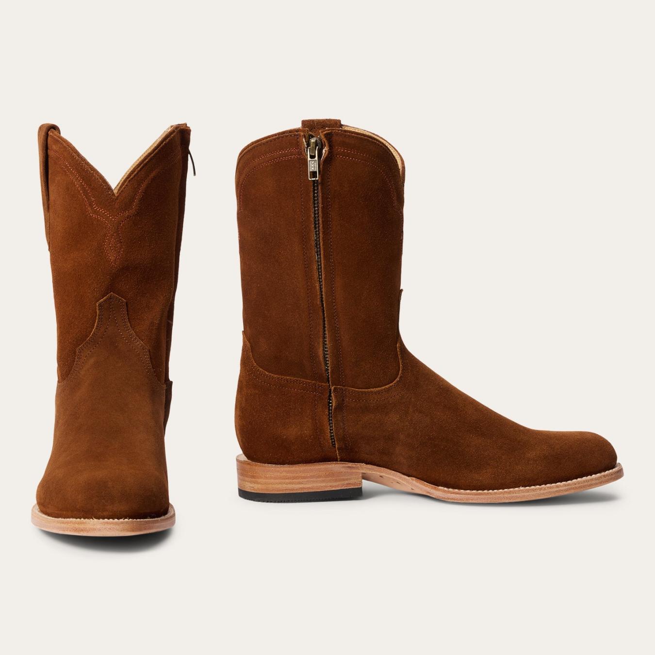 Men Ropers | Stetson Rancher Zip Roper Suede Brown