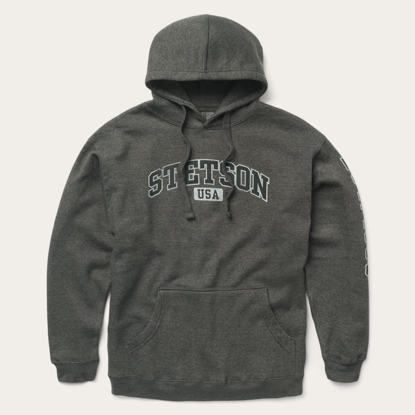 Men Sweaters &amp; Hoodies | Stetson Charcoal Heather Fleece Hooded Sweatshirt Grey