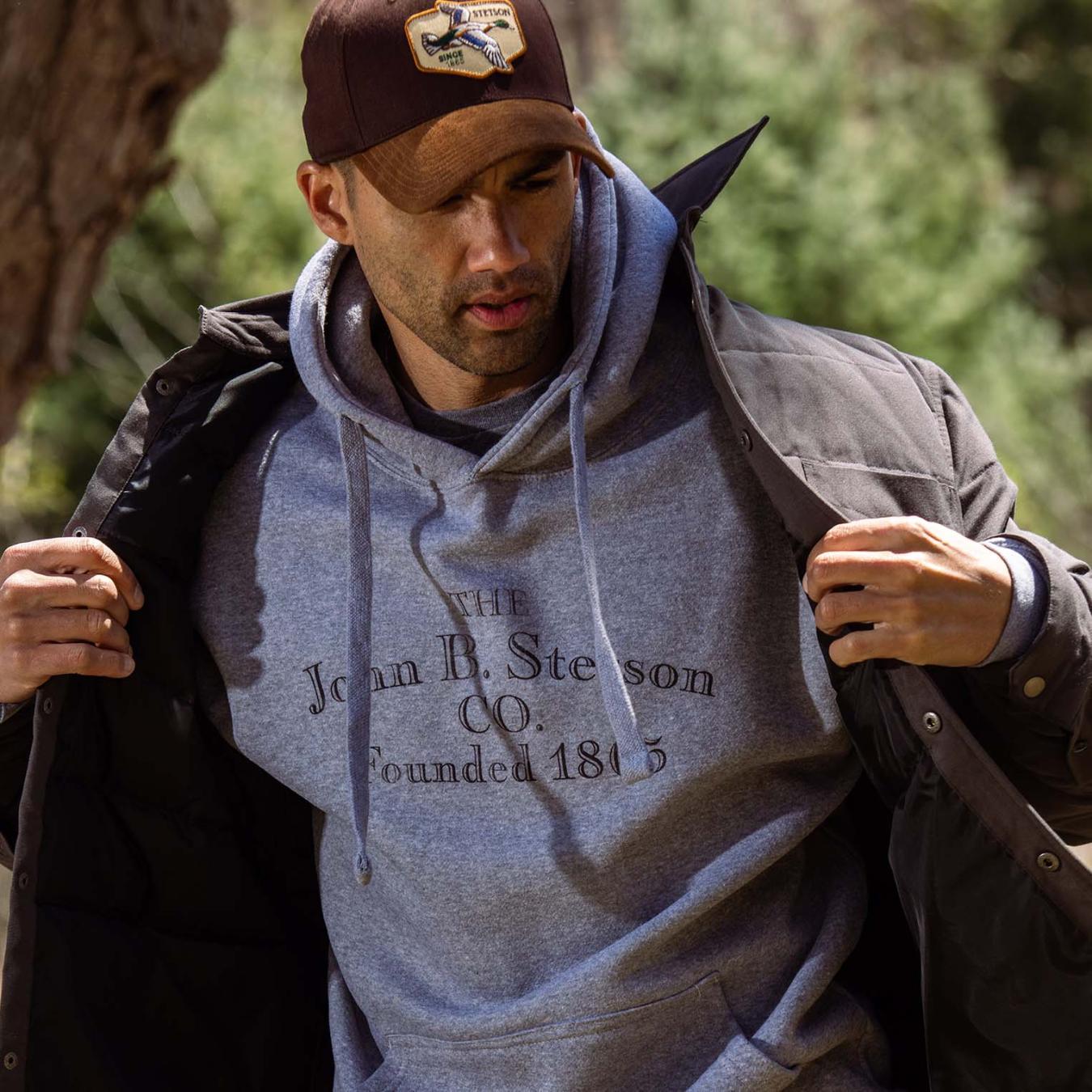 Men Sweaters &amp; Hoodies | Stetson John B. Co. Hooded Sweatshirt Grey