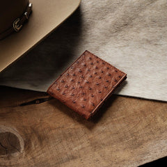 Men Wallets | Stetson Ostrich Bi-Fold Wallet Antique Cognac