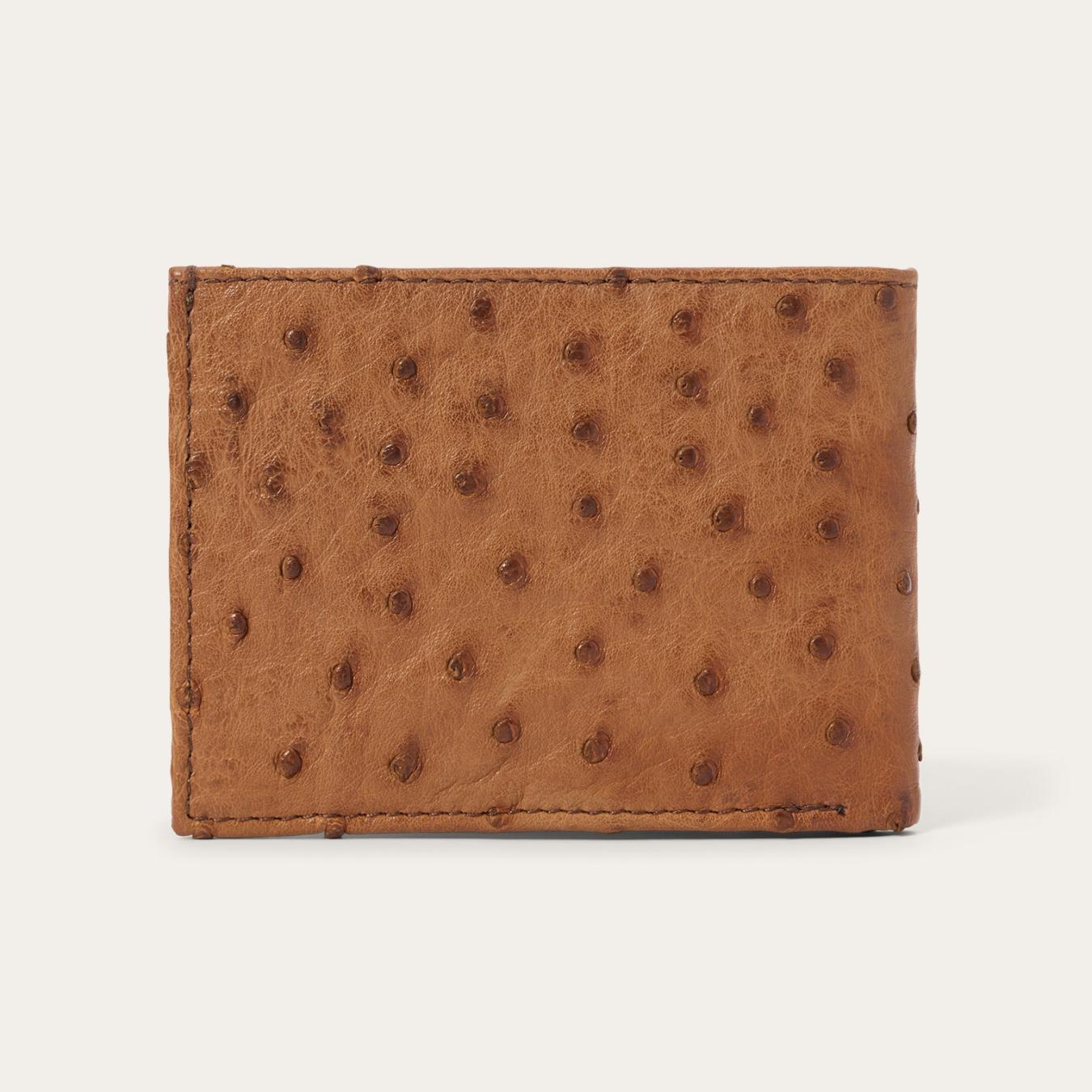 Men Wallets | Stetson Ostrich Bi-Fold Wallet Antique Cognac
