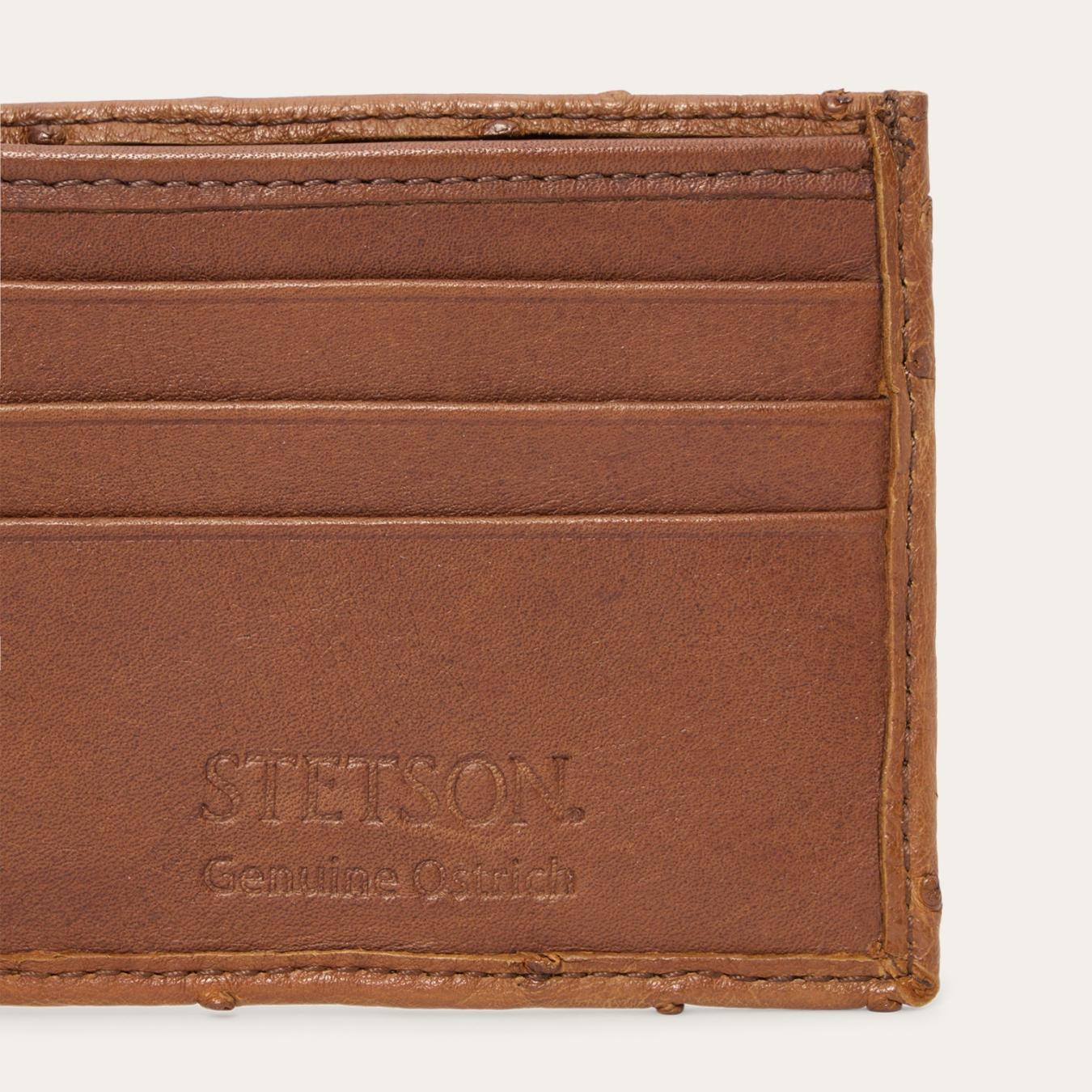 Men Wallets | Stetson Ostrich Bi-Fold Wallet Antique Cognac