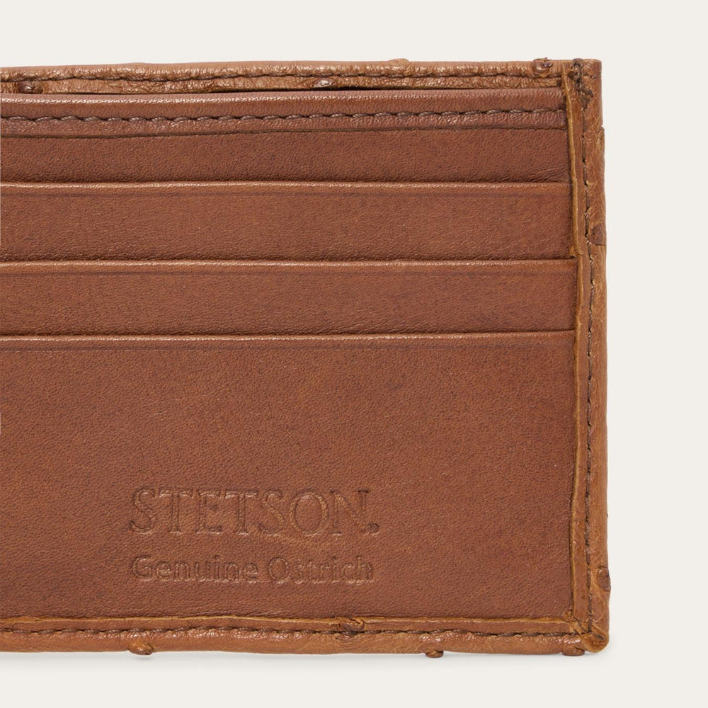 Men Wallets | Stetson Ostrich Bi-Fold Wallet Antique Cognac