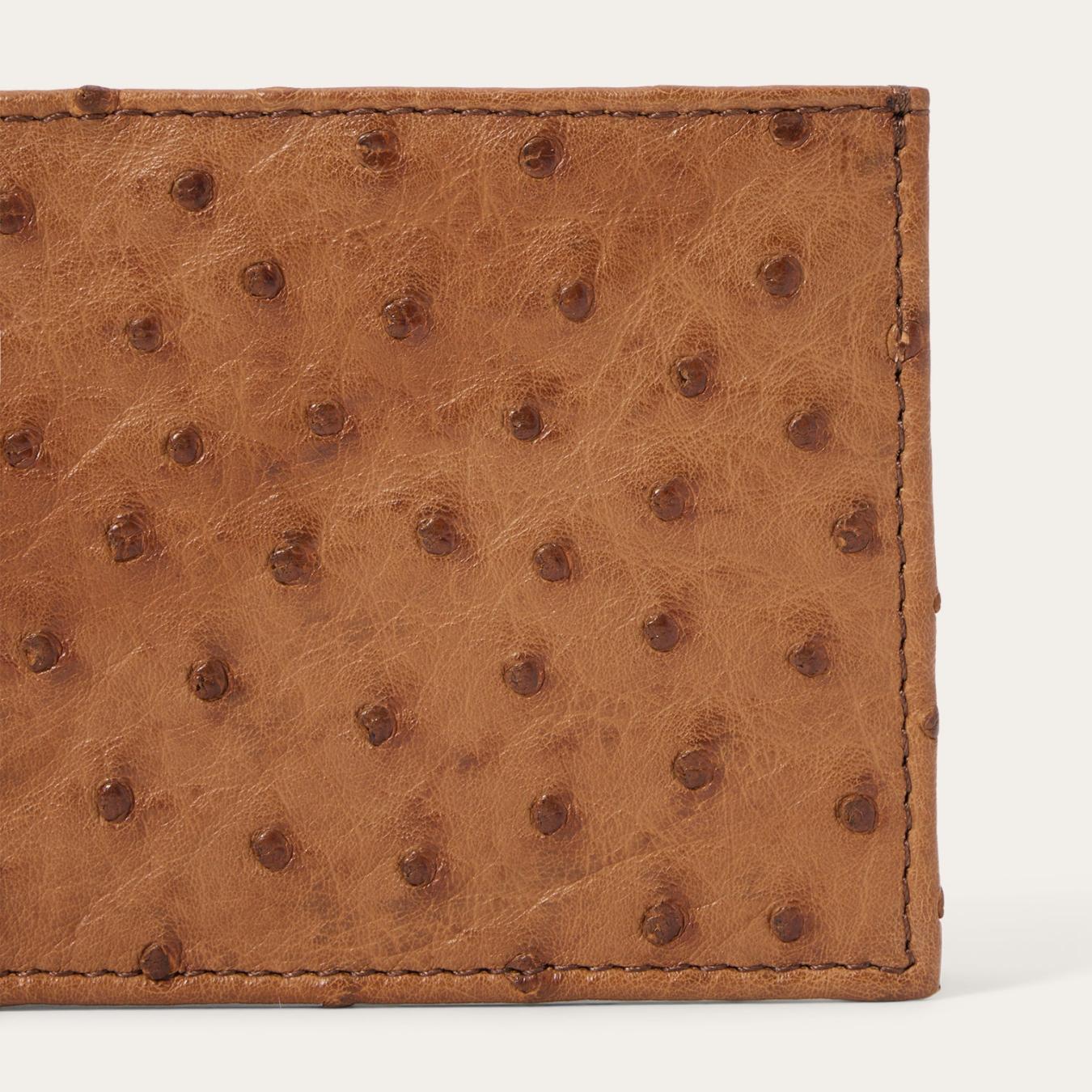 Men Wallets | Stetson Ostrich Bi-Fold Wallet Antique Cognac