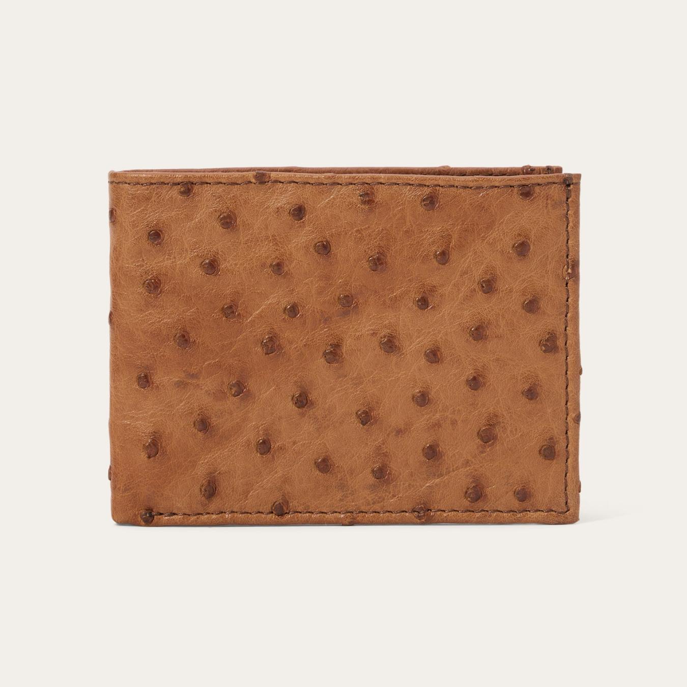 Men Wallets | Stetson Ostrich Bi-Fold Wallet Antique Cognac
