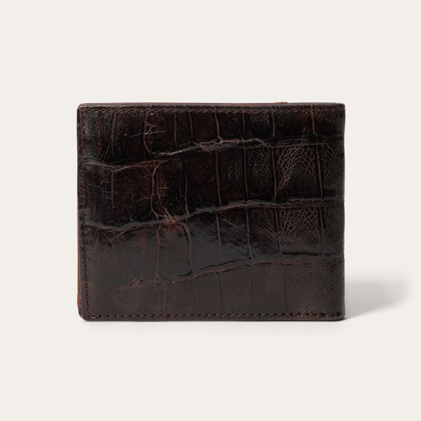 Men Wallets | Stetson Tooled Embossed Ostrich Bi-Fold Wallet Brown
