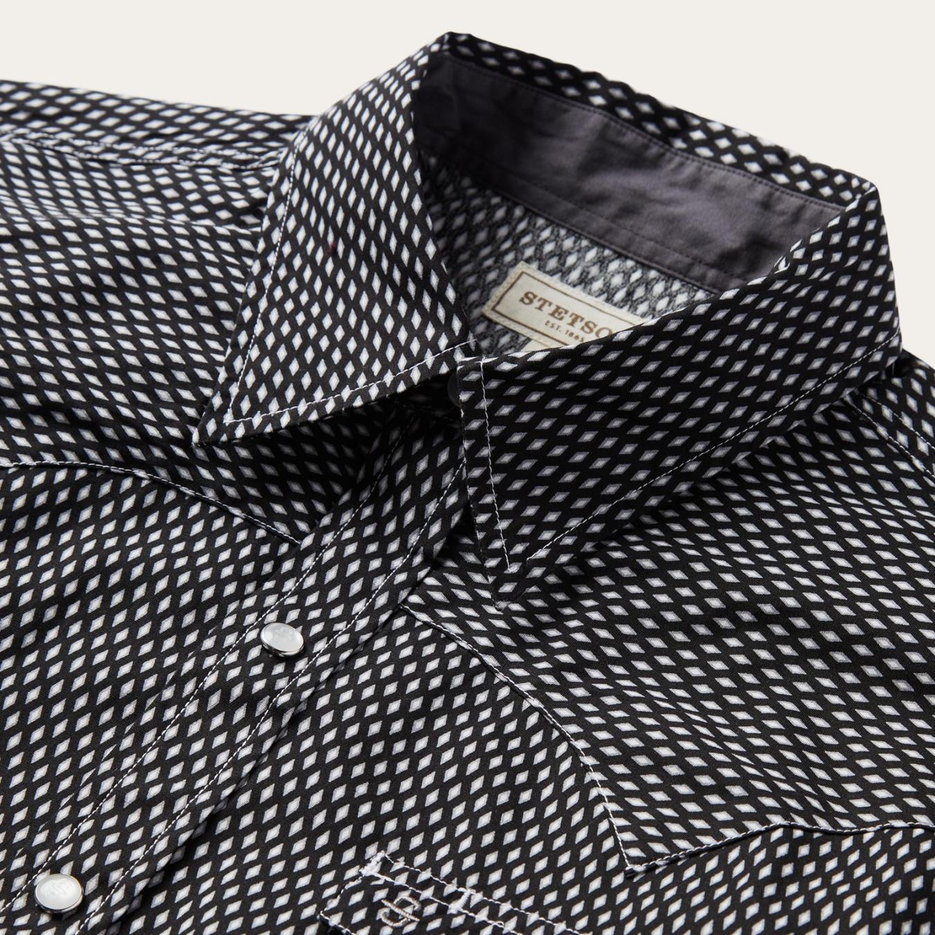 Men Western Shirts | Stetson Black Diamond Shirt Black