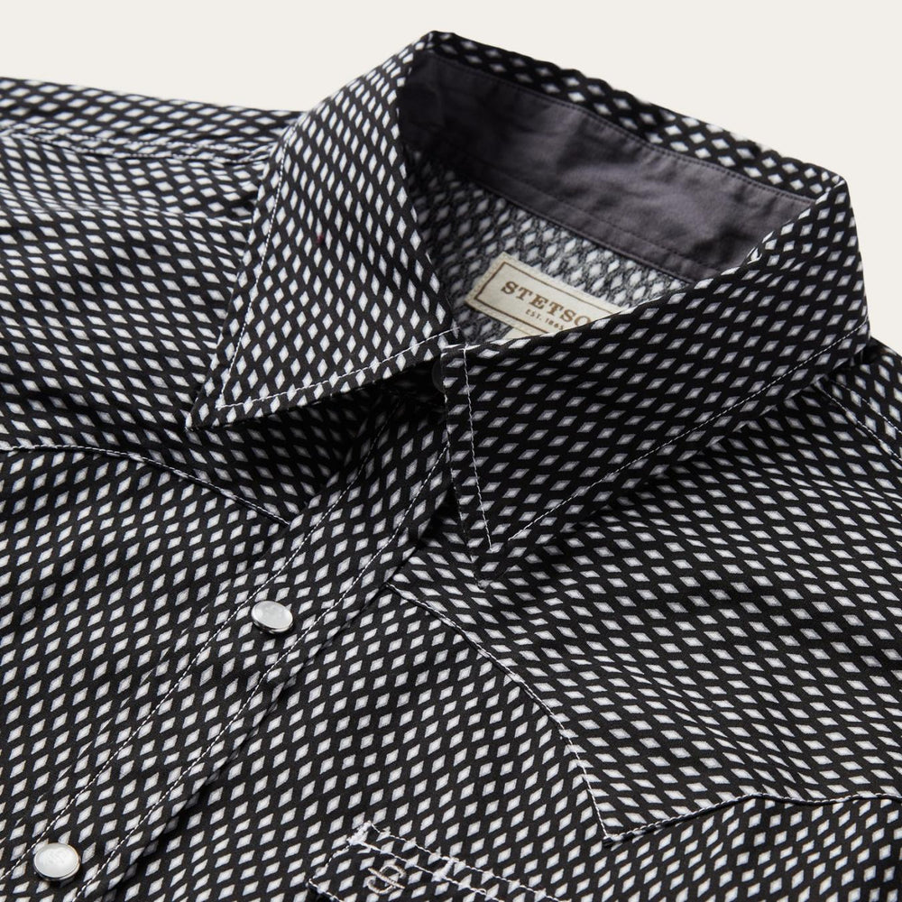 Men Western Shirts | Stetson Black Diamond Shirt Black
