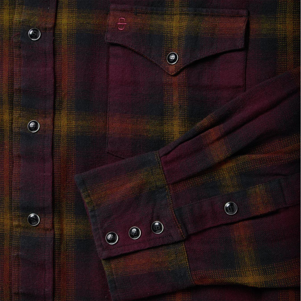 Men Western Shirts | Stetson Black Wine Plaid Flannel Western Shirt Wine