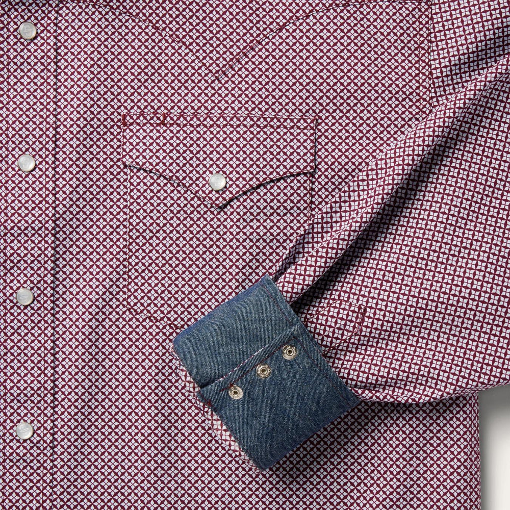 Men Western Shirts | Stetson Blue Four Point Geo Print Western Shirt Blue