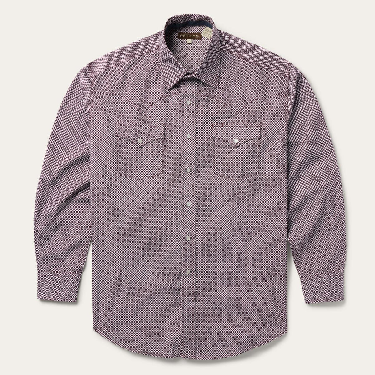 Men Western Shirts | Stetson Blue Four Point Geo Print Western Shirt Blue