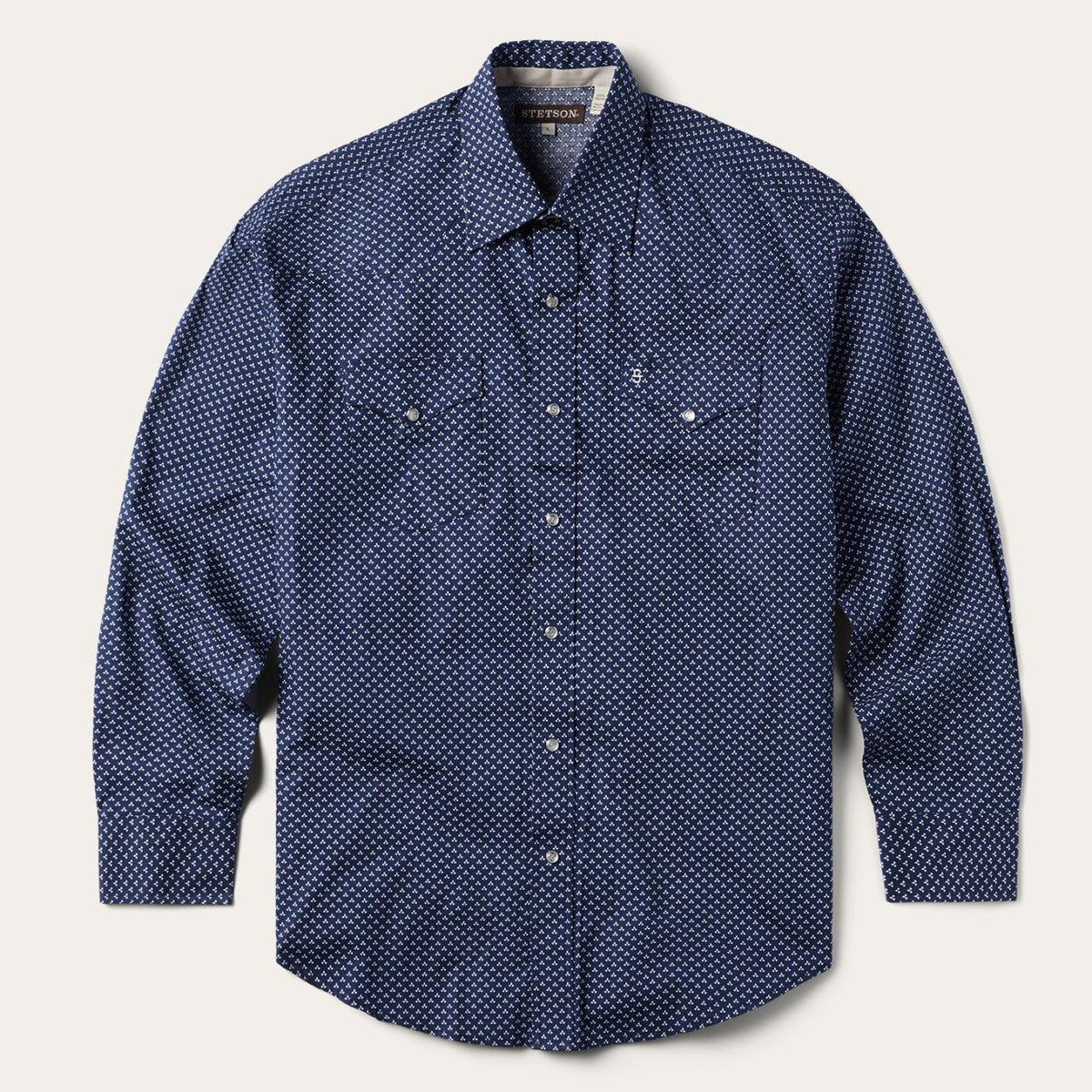 Men Western Shirts | Stetson Blue Polaris Geo Print Western Shirt Blue