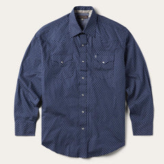 Men Western Shirts | Stetson Blue Polaris Geo Print Western Shirt Blue