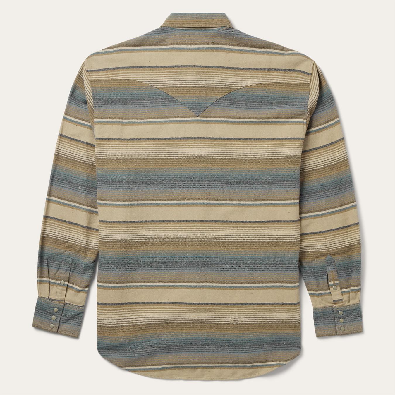 Men Western Shirts | Stetson Blue Stripe Flannel Western Shirt Blue