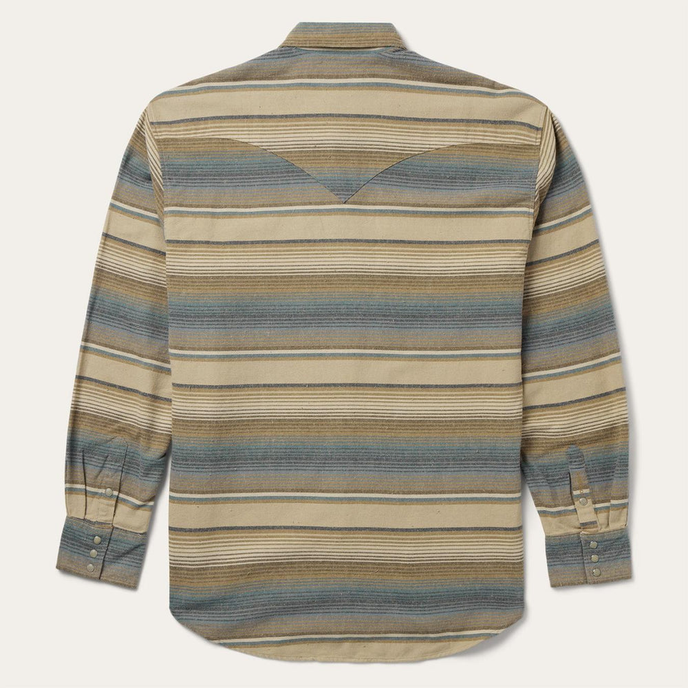Men Western Shirts | Stetson Blue Stripe Flannel Western Shirt Blue