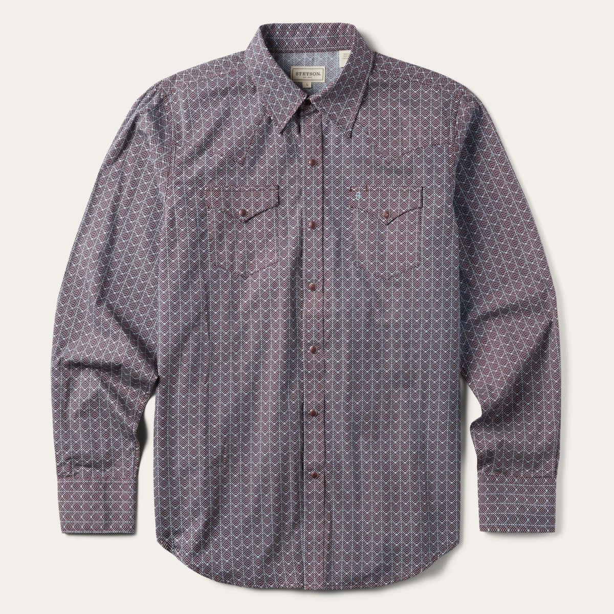 Men Western Shirts | Stetson Chevron Grid Shirt Brown