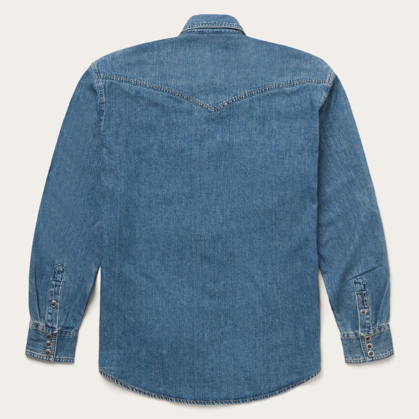 Men Western Shirts | Stetson Classic Denim Shirt Blue
