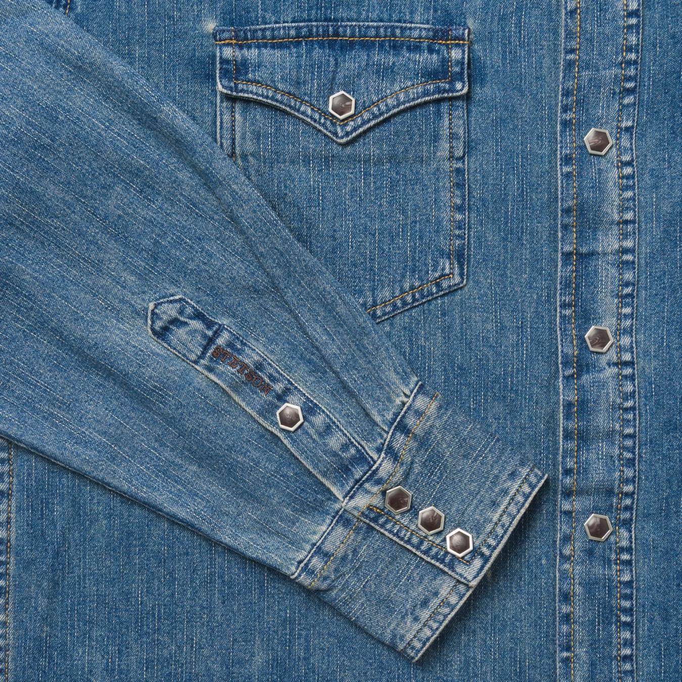 Men Western Shirts | Stetson Classic Denim Shirt Blue