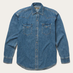 Men Western Shirts | Stetson Classic Denim Shirt Blue