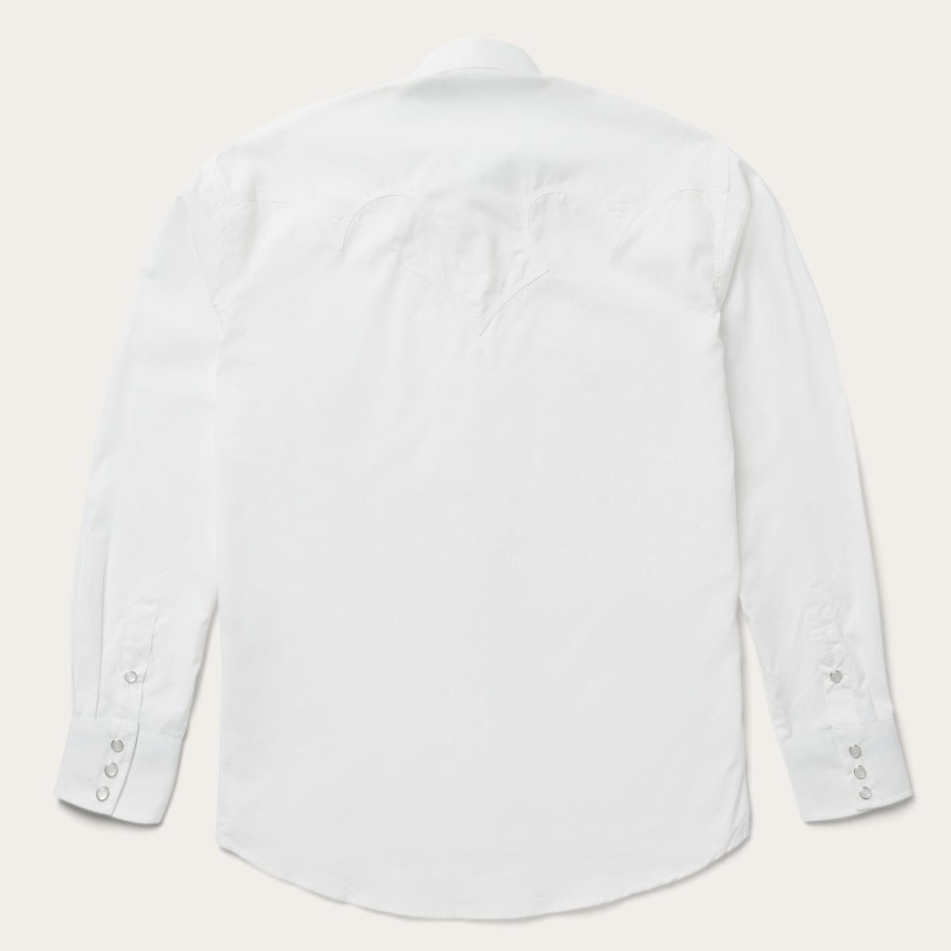 Men Western Shirts | Stetson Classic Solid Snap Poplin Shirt In Optic White White
