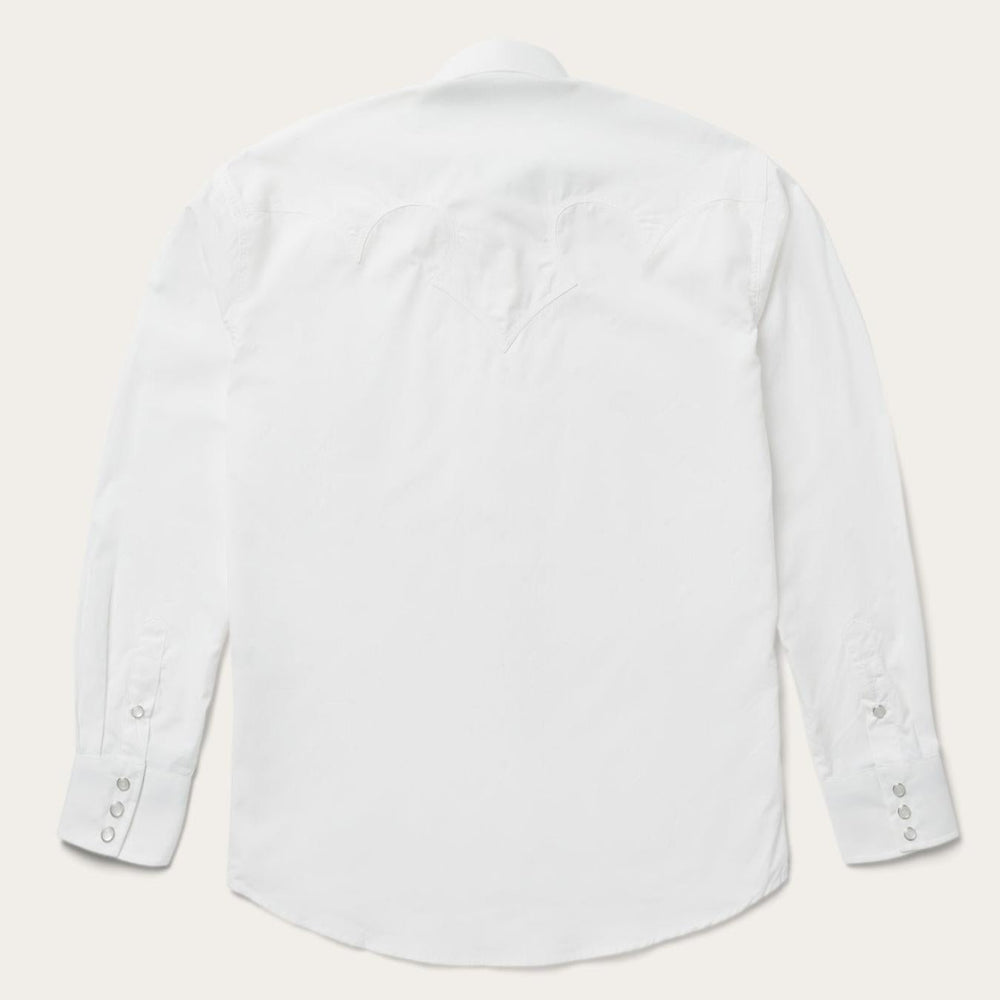 Men Western Shirts | Stetson Classic Solid Snap Poplin Shirt In Optic White White