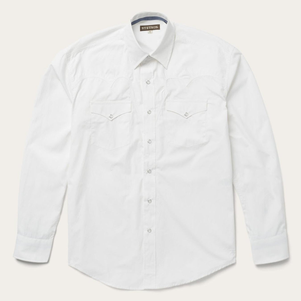 Men Western Shirts | Stetson Classic Solid Snap Poplin Shirt In Optic White White
