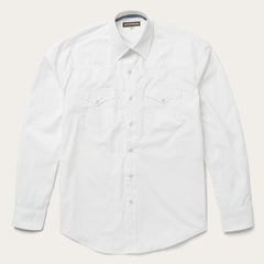 Men Western Shirts | Stetson Classic Solid Snap Poplin Shirt In Optic White White