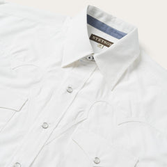 Men Western Shirts | Stetson Classic Solid Snap Poplin Shirt In Optic White White