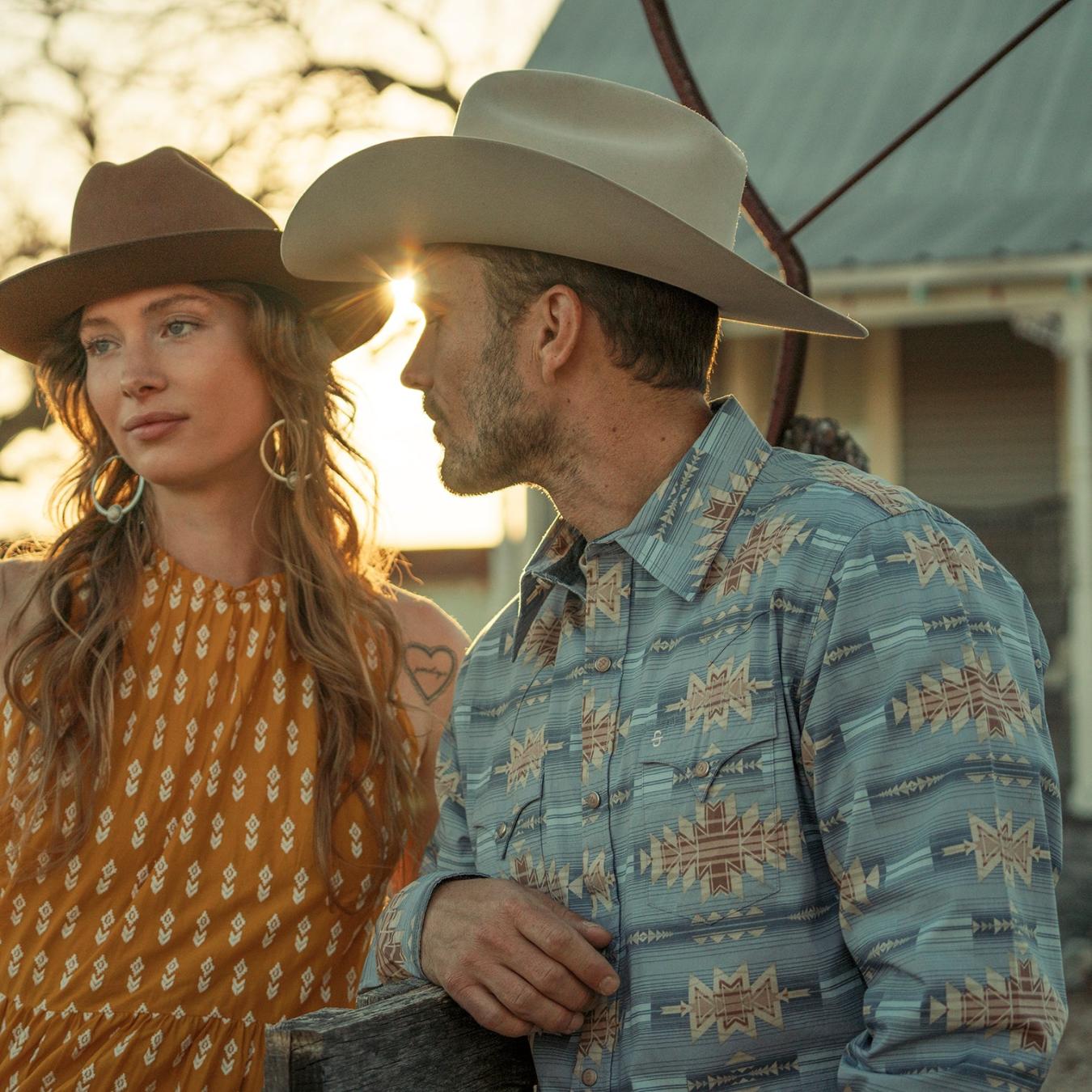 Men Western Shirts | Stetson Desert Horizon Shirt Blue